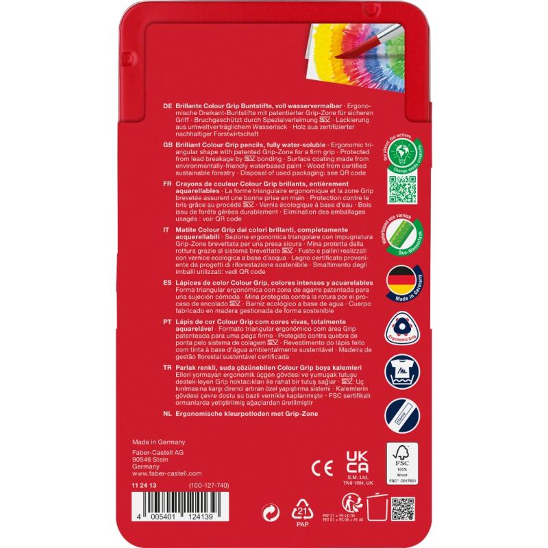 Faber-Castell Colour Grip Farbstifte 12er Blechetui